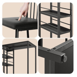 Bealife Bar Table Set 3-Piece, Kitchen Dining Table With 2 Chairs, Padded Seats With Backrest, Storage Shelves - thumbnail 7