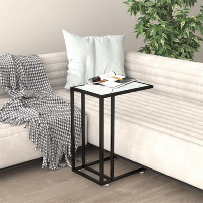 Vidaxl Computer Side Table White Marble 50X35X65 Cm Tempered Glass Computer Side Tables - image 1