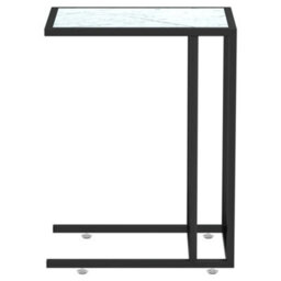 Vidaxl Computer Side Table White Marble 50X35X65 Cm Tempered Glass Computer Side Tables - thumbnail 4