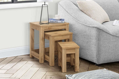 Oak Nest Of Tables New 3 Tables Birlea Compton Nested Set Side Tables - image 1