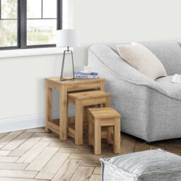 Oak Nest Of Tables New 3 Tables Birlea Compton Nested Set Side Tables - thumbnail 7