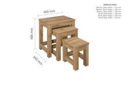 Oak Nest Of Tables New 3 Tables Birlea Compton Nested Set Side Tables - thumbnail 6