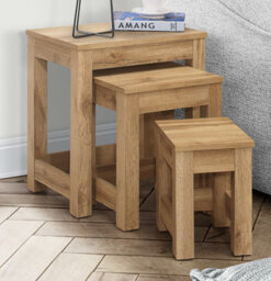Oak Nest Of Tables New 3 Tables Birlea Compton Nested Set Side Tables - thumbnail 8