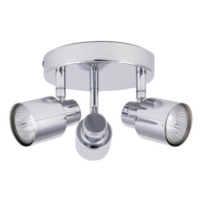 First Choice Lighting Chrome 3 Light Ip44 Bathroom Round Spotlight Plate - image 1
