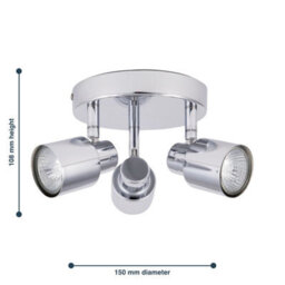 First Choice Lighting Chrome 3 Light Ip44 Bathroom Round Spotlight Plate - thumbnail 5
