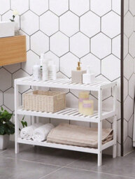 Songmics Natural Bamboo 3-Tier Shoe Rack, Shelf For Shoes Plants Books, For Living Room Hallway Bedroom Bathroom, 26 X 70 X 55 Cm