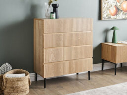 Beliani 4 Drawer Chest Blythe Natural Ash Wood - thumbnail 2