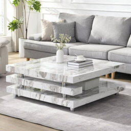 Furniture in Fashion Borneo High Gloss Coffee Table Square In Filo Marble Effect