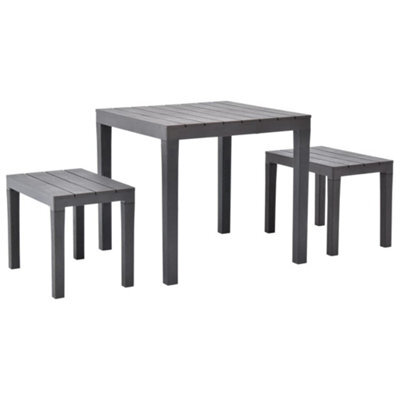 Berkfield Garden Table With 2 Benches Plastic Brown - image 1