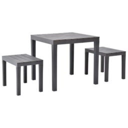 Berkfield Garden Table With 2 Benches Plastic Brown