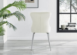 Furniturebox Uk 4 Seater Dining Set - Imperia White High Gloss Dining Table And Chairs - 4 Cream Nora Silver Leg Chairs - thumbnail 7