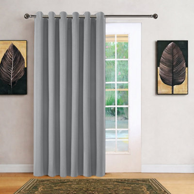 Bedlooms Grey Linen Curtain 100% Blackout Thermal Insulated Eyelet Door Curtain Single Panel 66 X 84 Inches With Tie Back - image 1