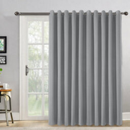 Bedlooms Grey Linen Curtain 100% Blackout Thermal Insulated Eyelet Door Curtain Single Panel 66 X 84 Inches With Tie Back - thumbnail 8