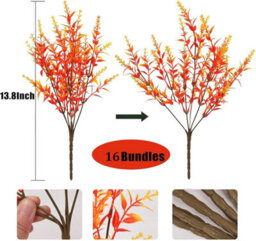 16 Pack Uv - Resistant Artificial Autumn Flowers For Garden, Window, Patio, Thanksgiving, Halloween, And Indoor Decoration - thumbnail 2