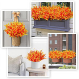16 Pack Uv - Resistant Artificial Autumn Flowers For Garden, Window, Patio, Thanksgiving, Halloween, And Indoor Decoration - thumbnail 3