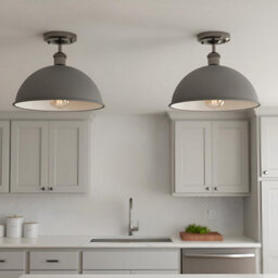 2 Pack Industrial-Semi Flush Mount Ceiling Light Metal 30Cm Dome Lampshade E27 Indoor Ceiling Lamp Fixture For Bedroom - thumbnail 5