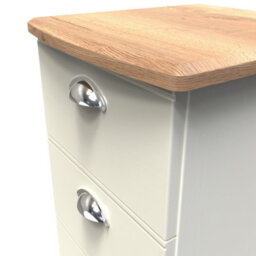 Albert 3 Drawer Bedside Cabinet In Cream Ash & Oak (Ready Assembled) - thumbnail 4
