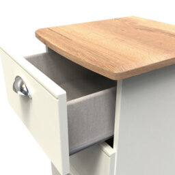 Albert 3 Drawer Bedside Cabinet In Cream Ash & Oak (Ready Assembled) - thumbnail 5