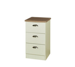 Albert 3 Drawer Bedside Cabinet In Cream Ash & Oak (Ready Assembled) - thumbnail 7