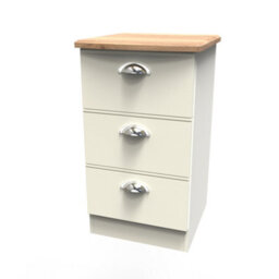 Albert 3 Drawer Bedside Cabinet In Cream Ash & Oak (Ready Assembled) - thumbnail 3