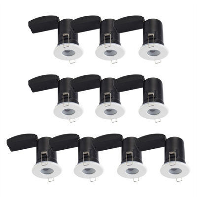 First Choice Lighting Set Of 10 - White Ip65 Bathroom Recessed Fire Rated Downlights - image 1