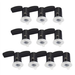 First Choice Lighting Set Of 10 - White Ip65 Bathroom Recessed Fire Rated Downlights - thumbnail 1