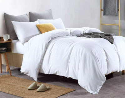 100% Pure Cotton Duvet Cover Bed Set For King Size Bed In Plain White By Euphoric Bedding - image 1