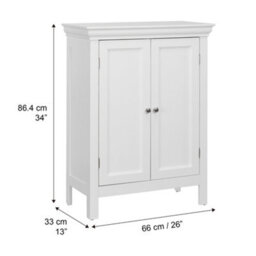 Teamson Home Stratford Elg-676 White Bathroom Standing Cabinet With 2 Shelves - thumbnail 4