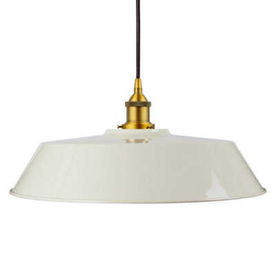 Clay White Large Chancery Painted Dome Pendant Light With Antique Gold Lamp Holder And Black Round Cable - Se Home - image 1