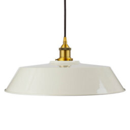 Clay White Large Chancery Painted Dome Pendant Light With Antique Gold Lamp Holder And Black Round Cable - Se Home - thumbnail 1