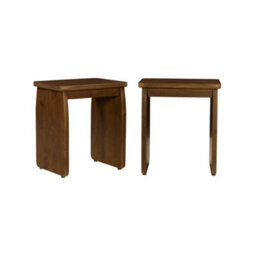 Sweeek - Set Of 2 Exotic Bedside Tables, Side Tables Acacia Wood Walnut Coloured 40X30X45 Cm - Asha - thumbnail 2