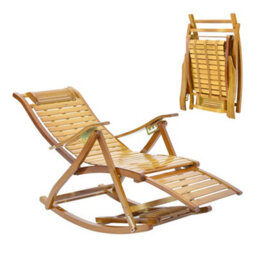 Breeins Outdoor Garden Sunloungers Foldable Adjustable Balcony Wooden Bamboo Rocking Lounge Chair With Retractable Footrest - thumbnail 8