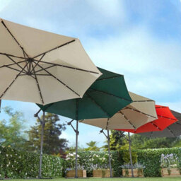 Garden Gear Garden Cantilever Solar Led Parasol & Cover Outdoor Umbrella 2.7M Crank Handle (Pale Grey) - thumbnail 3