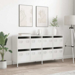 Berkfield Sideboard White 135X39X73.5 Cm Cold-Rolled Steel - thumbnail 3