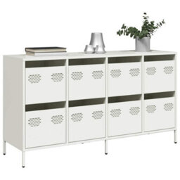 Berkfield Sideboard White 135X39X73.5 Cm Cold-Rolled Steel