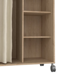 Furniture To Go Uppsala Open Mobile Wardrobe Unit In Jackson Hickory Oak With A Beige Textile Curtain On Wheels - thumbnail 7