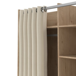 Furniture To Go Uppsala Open Mobile Wardrobe Unit In Jackson Hickory Oak With A Beige Textile Curtain On Wheels - thumbnail 6