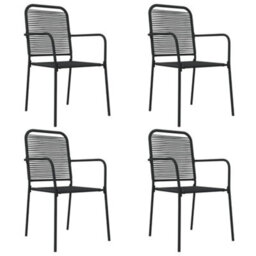 Berkfield 5 Piece Garden Dining Set Black Cotton Rope And Steel - thumbnail 4
