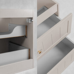 Heze Furniture Gusto Scandi Style Bathroom Wall Cabinets Vanity Unit With Worktop Set 35Cm & 80Cm  - Cashmere & Oak - thumbnail 4