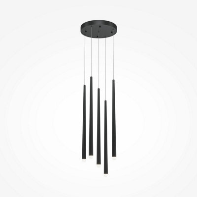 Luminosa Lighting Luminosa Cascade Modern Cluster Pendant Ceiling Light Black 4000K 1650Lm 5Xled White Shade