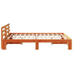 Berkfield Pine Wood Bed Frame Wax Brown Solid Wood 150 X 200 Cm Bed Frame - thumbnail 7