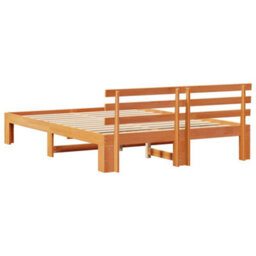 Berkfield Pine Wood Bed Frame Wax Brown Solid Wood 150 X 200 Cm Bed Frame - thumbnail 8