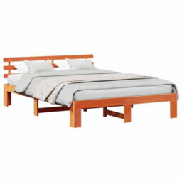 Berkfield Pine Wood Bed Frame Wax Brown Solid Wood 150 X 200 Cm Bed Frame - thumbnail 3