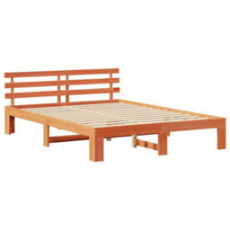 Berkfield Pine Wood Bed Frame Wax Brown Solid Wood 150 X 200 Cm Bed Frame - thumbnail 2