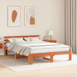 Berkfield Pine Wood Bed Frame Wax Brown Solid Wood 150 X 200 Cm Bed Frame - thumbnail 5