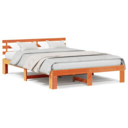 Berkfield Pine Wood Bed Frame Wax Brown Solid Wood 150 X 200 Cm Bed Frame - thumbnail 4
