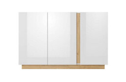 Arte Arco Contemporary Sideboard Cabinet 3 Hinged Doors 2 Shelves White Gloss & Oak Grandson Effect (H)910mm (W)1380mm (D)400mm - thumbnail 3