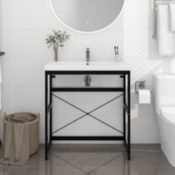 Berkfield Bathroom Washbasin Frame Black 79X38X83 Cm Iron - thumbnail 1