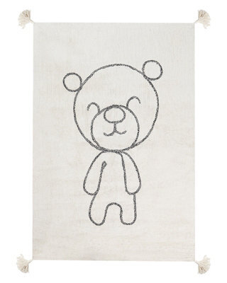 Beliani Kids Teddy Bear Print Rug 140 X 200 Cm Beige Cotton - image 1