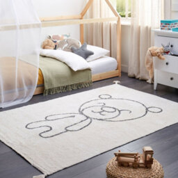 Beliani Kids Teddy Bear Print Rug 140 X 200 Cm Beige Cotton - thumbnail 2